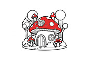 Whimsical Mushroom House Line Art bu, an Illustration by Designs_River (Thumbnail 12 of 51)