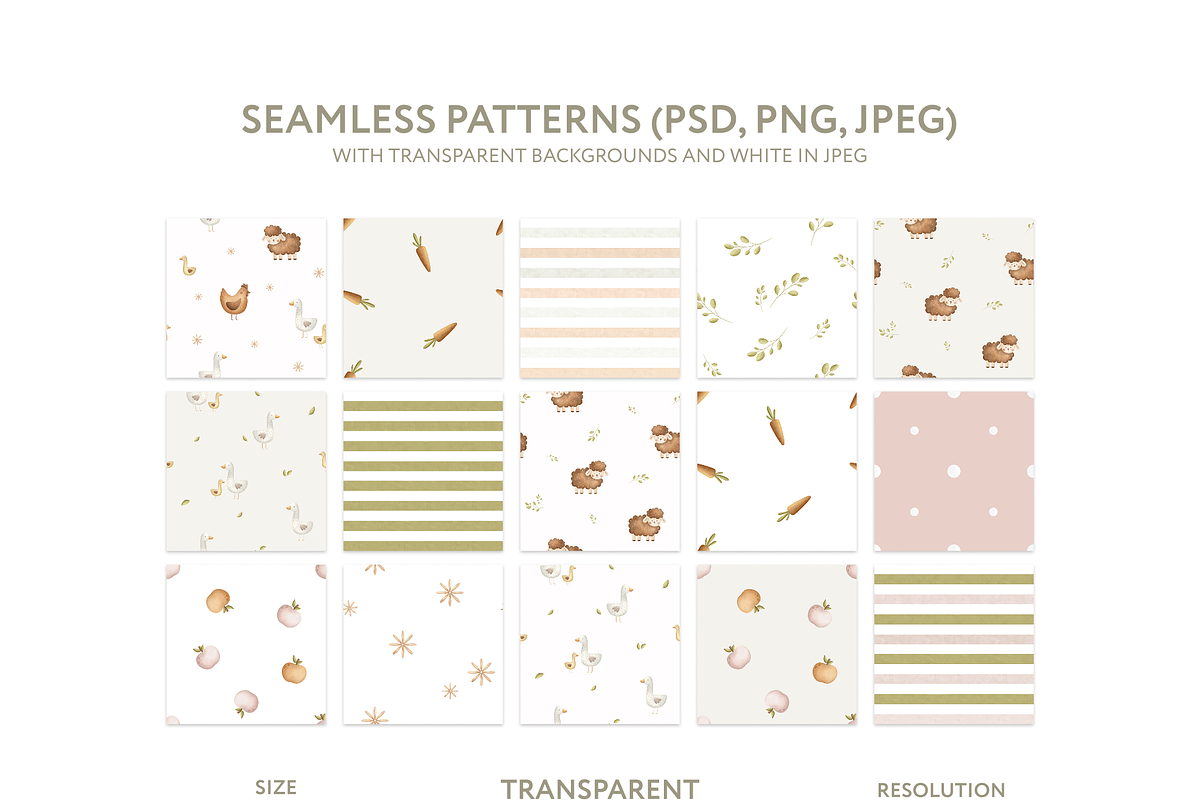 Cute Farm Animal Patterns for Kids, a Pattern Graphic by vatrushkaprint_store (Photo 2 of 7)