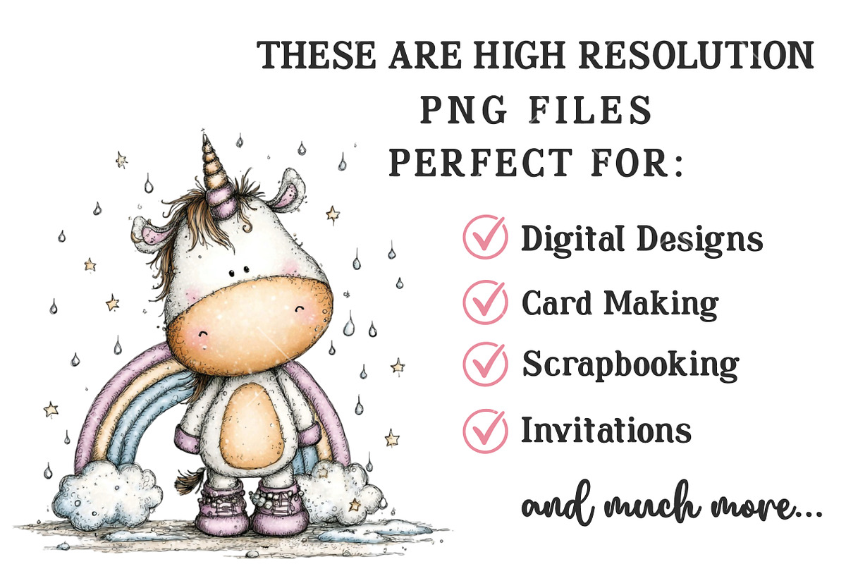 Whimsical Unicorn Clipart, an Illustration by OK Design (Photo 4 of 6)