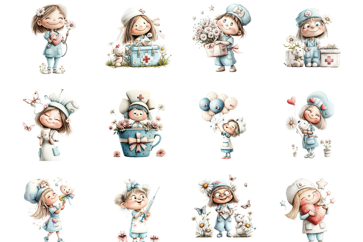 Whimsical Nurse PNG Clipart, a Seasonal Illustration by Designking (Photo 2 of 5)