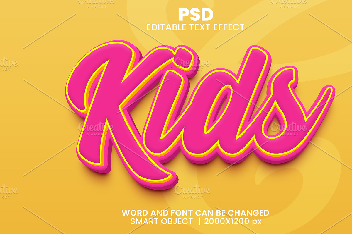 Kids Cute pink 3d Text Effect, a Layer Style Add-On by bdrobin (Photo 2 of 2)