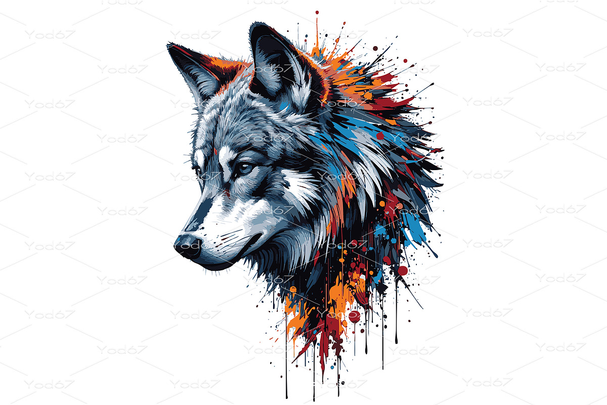 Vector of intense wolf head profile, an Animal Illustration by yod67