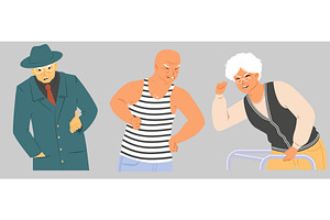 Three elderly individuals display, a Texture Illustration by SiberianArt