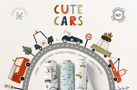 Cute Cars Clipart & Patterns, an Animal Illustration by AlekseliArt