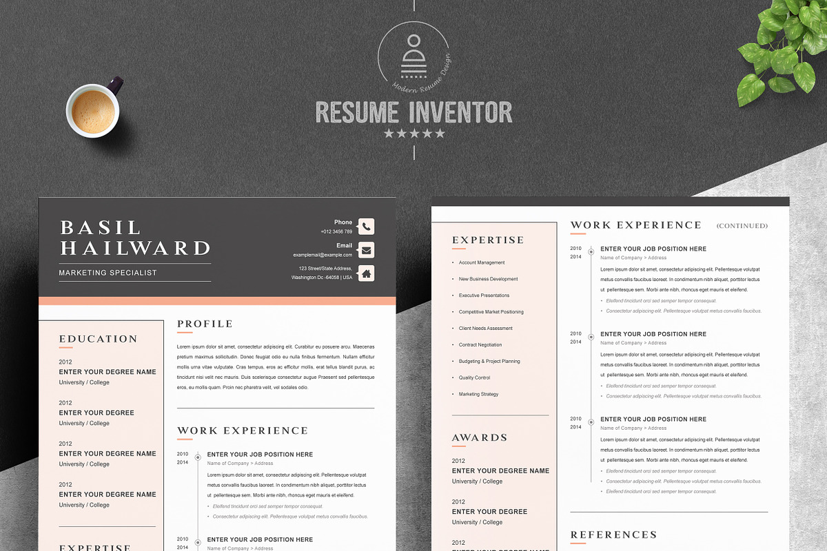 Word Clean Resume Template, a Resume Template by ResumeInventor (Photo 2 of 6)
