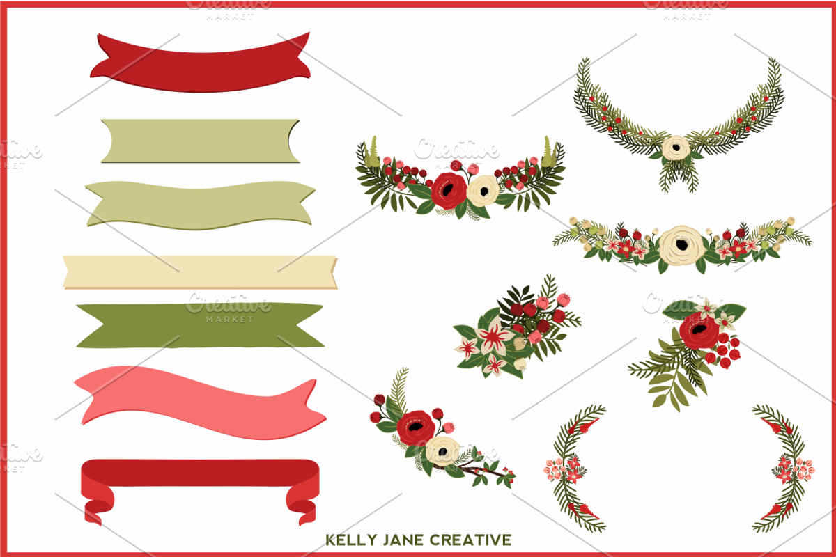 Christmas Banners & Florals, an Illustration by Kelly Jane Creative (Photo 3 of 3)