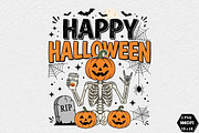 Skeleton Coffee Happy Halloween PNG, a Seasonal Illustration by DreamCafeArt (Thumbnail 1 of 7)