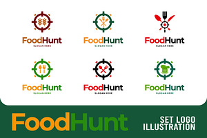 Set Of Food Hunter Logo Designs