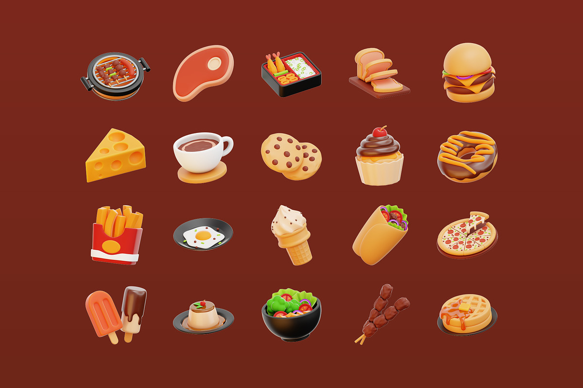20 Food and Culinary 3D Icon Set, a Food & Drink 3D Model by Bilicube Studio (Photo 5 of 6)