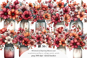 Whimsical spring mason jar clipart, an Illustration by SinaCreation
