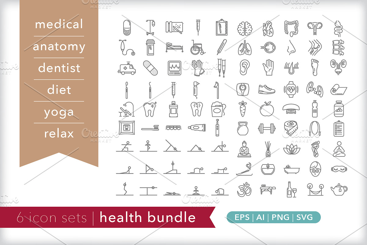 Health 6-pack icon bundle, an Outline Icon by Picture Window (Photo 1 of 8)