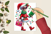 Cute Christmas Skeleton PNG Clipart, a Seasonal Illustration by CitraGraphics (Thumbnail 5 of 6)