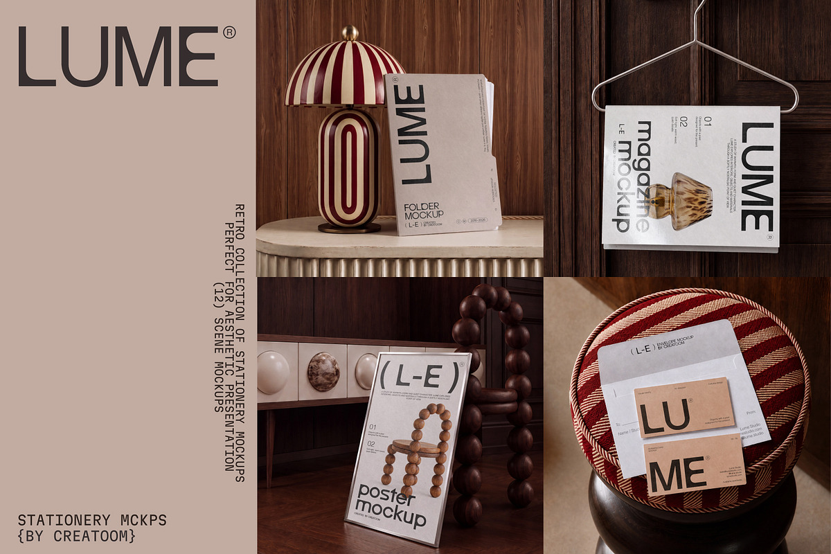 LUME - Stationery Mockups (12 PSD), a Books & Magazine Mockup by Creatoom (Photo 1 of 13)