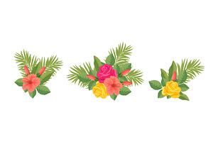 Tropical Flowers Composition with, an Object Illustration by Liudmyla Matviiets
