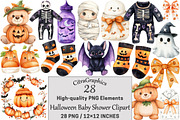 Halloween Baby Shower Clipart Bundle, a Seasonal Illustration by CitraGraphics (Thumbnail 1 of 6)