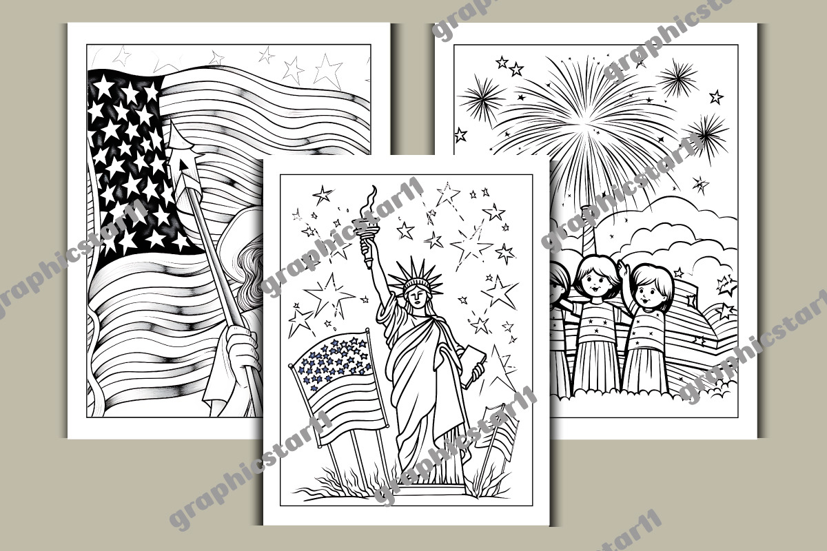 4 th of July Coloring Pages, an Object Graphic by protabsorkar11 (Photo 2 of 4)