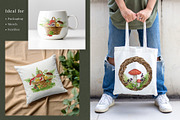 Forest Mushrooms Watercolor Clipart, a Decorative Illustration by AnitaPol (Thumbnail 4 of 21)