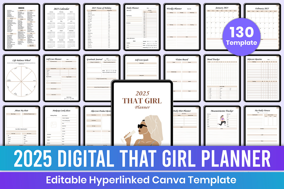 2025 Digital That Girl Planner Canva, a Stationery Template by Mustafiz (Photo 1 of 15)