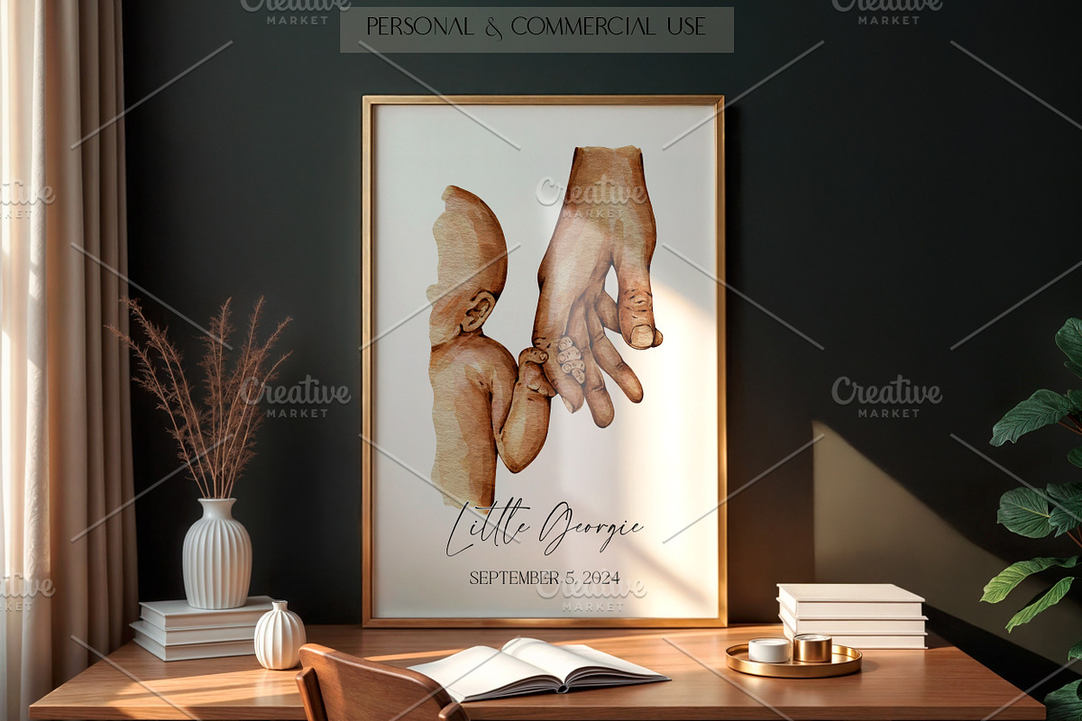 Father and Newborn | Holding Hands, an Illustration by EkaterinaViArt (Photo 3 of 5)