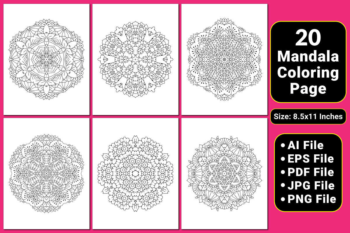 Mandala Coloring Book Pages, a Pattern Graphic by mirajeee (Photo 1 of 4)