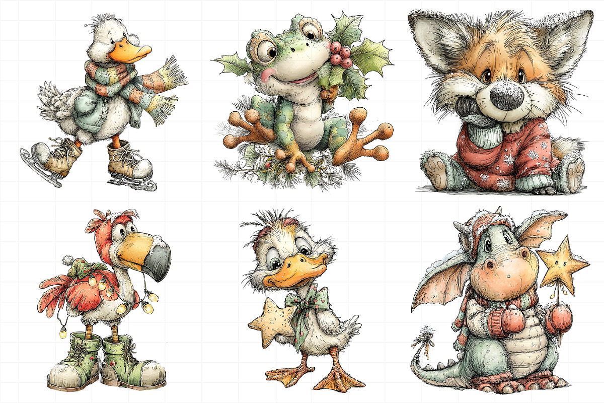 Animals Christmas Clipart Bundle, an Illustration by Daily.Designs (Photo 3 of 5)