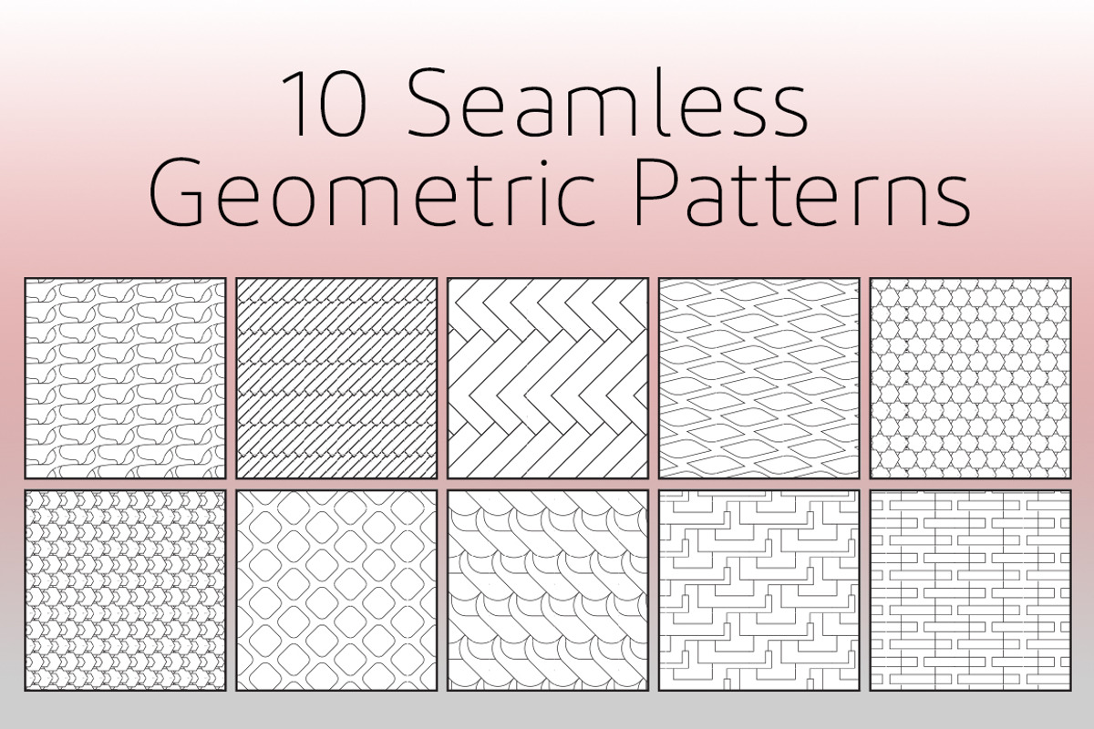 10 Seamless Geometric Patterns, a Graphic by RED