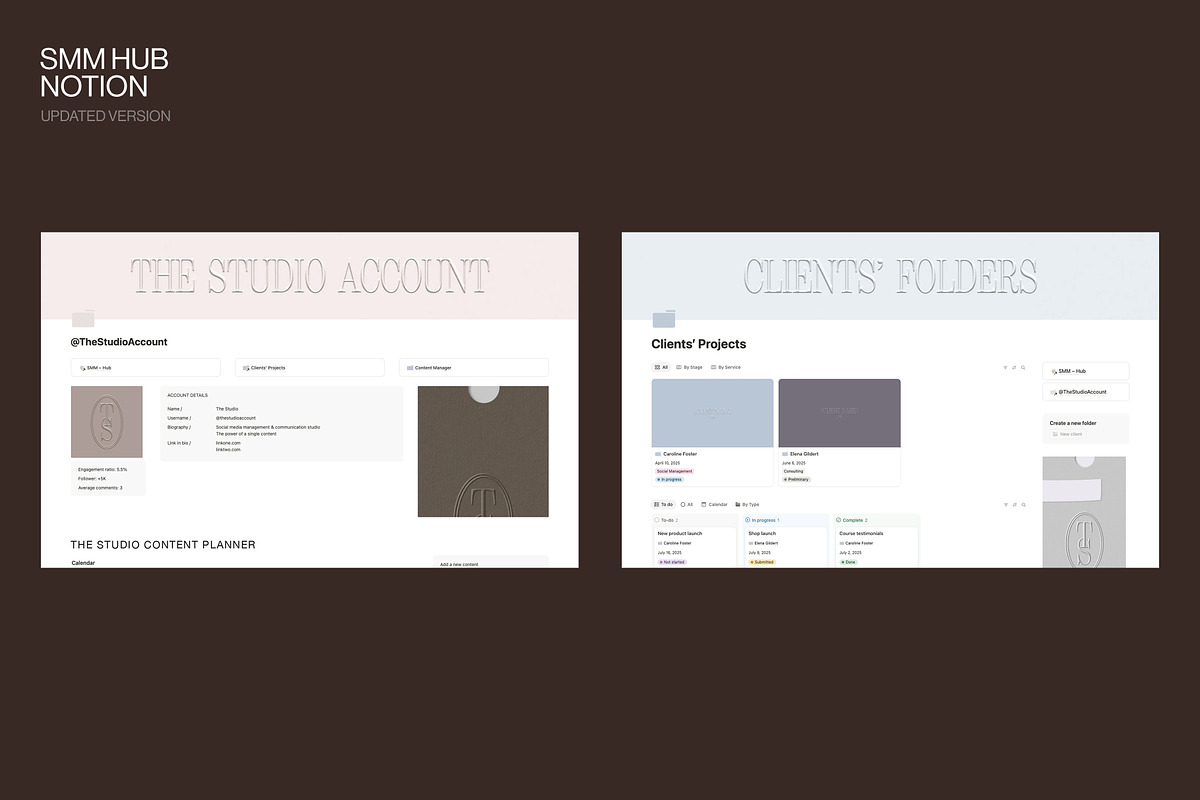 Notion – SMM Hub for Freelancer, a Templates & Theme by Aire Studio (Photo 3 of 10)