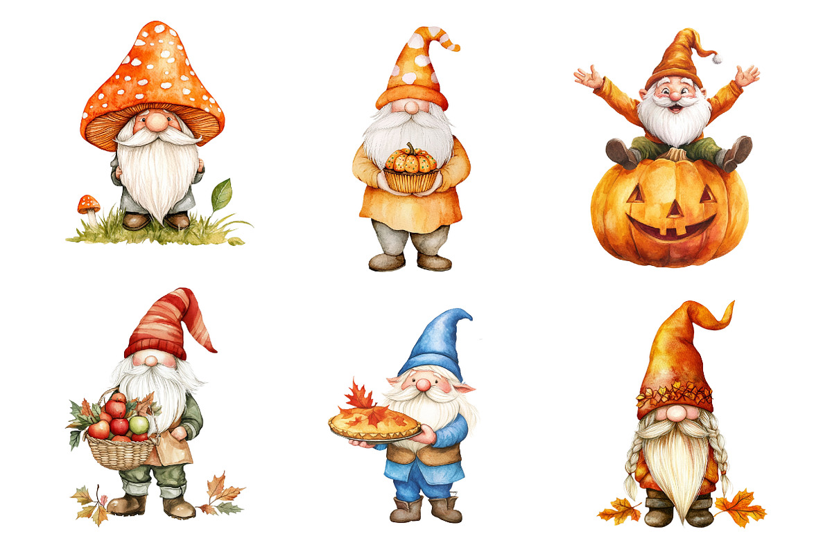 Autumn Gnomes Clipart, an Illustration by CreationArt (Photo 2 of 5)