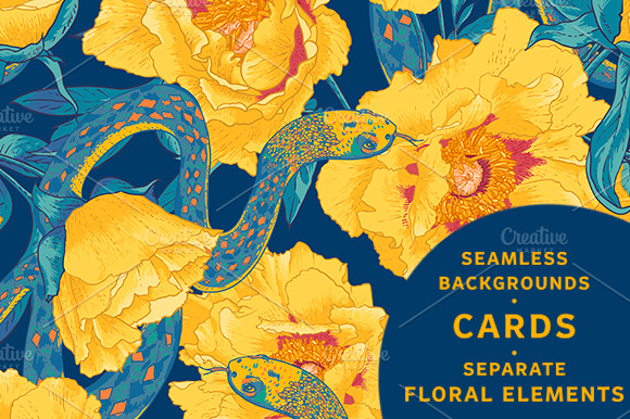 Yellow flowers background and cards preview 5