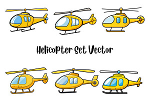 Helicopter Set Vector, a Transportation Illustration by Awieee1