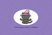 Kawaii Black Cat Witching Hours, an Animal Illustration by Blumensdiary (Thumbnail 6 of 6)