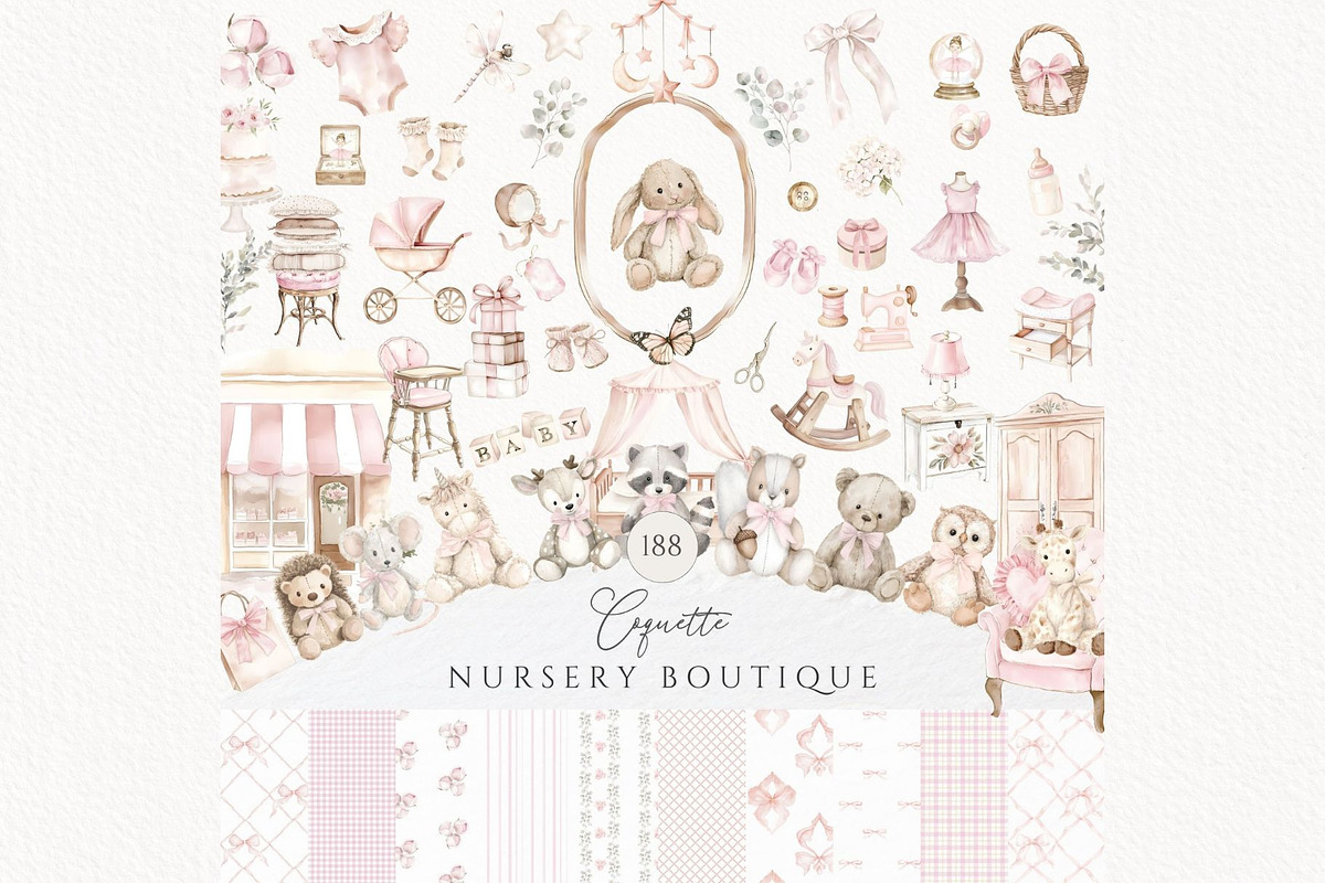 Coquette Atelier nursery boutique, a Decorative Illustration by Invite to Clipart (Photo 1 of 13)