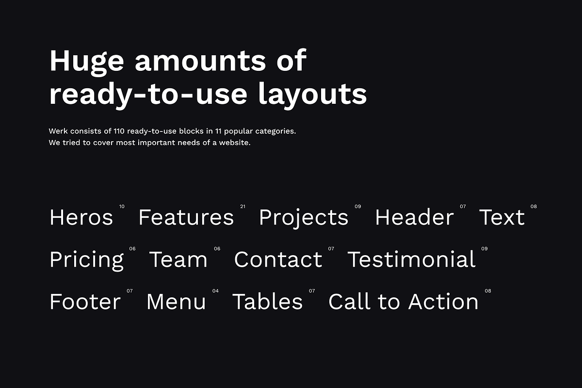 SALE -Werk UI Kit 110 modern layouts, an UI Kit Template by Ghostpixel (Photo 4 of 13)