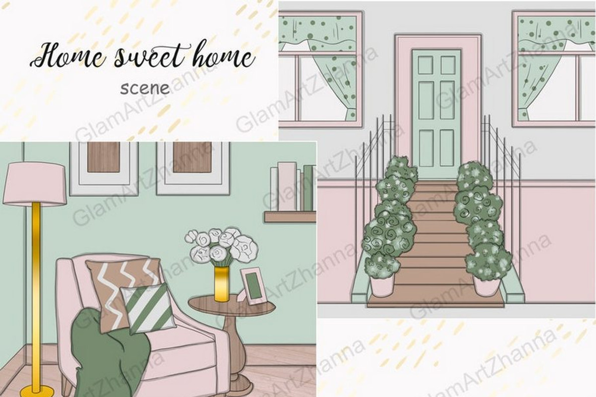 Home Sweet Home Scene, a Decorative Illustration by GlamArtZhanna (Photo 1 of 3)