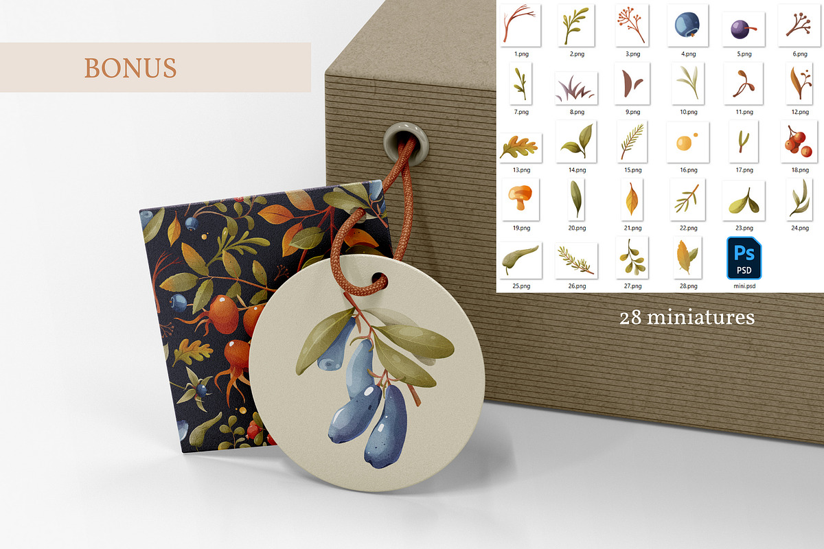 Berries &forest plants, a Texture Illustration by Izobova (Photo 7 of 7)