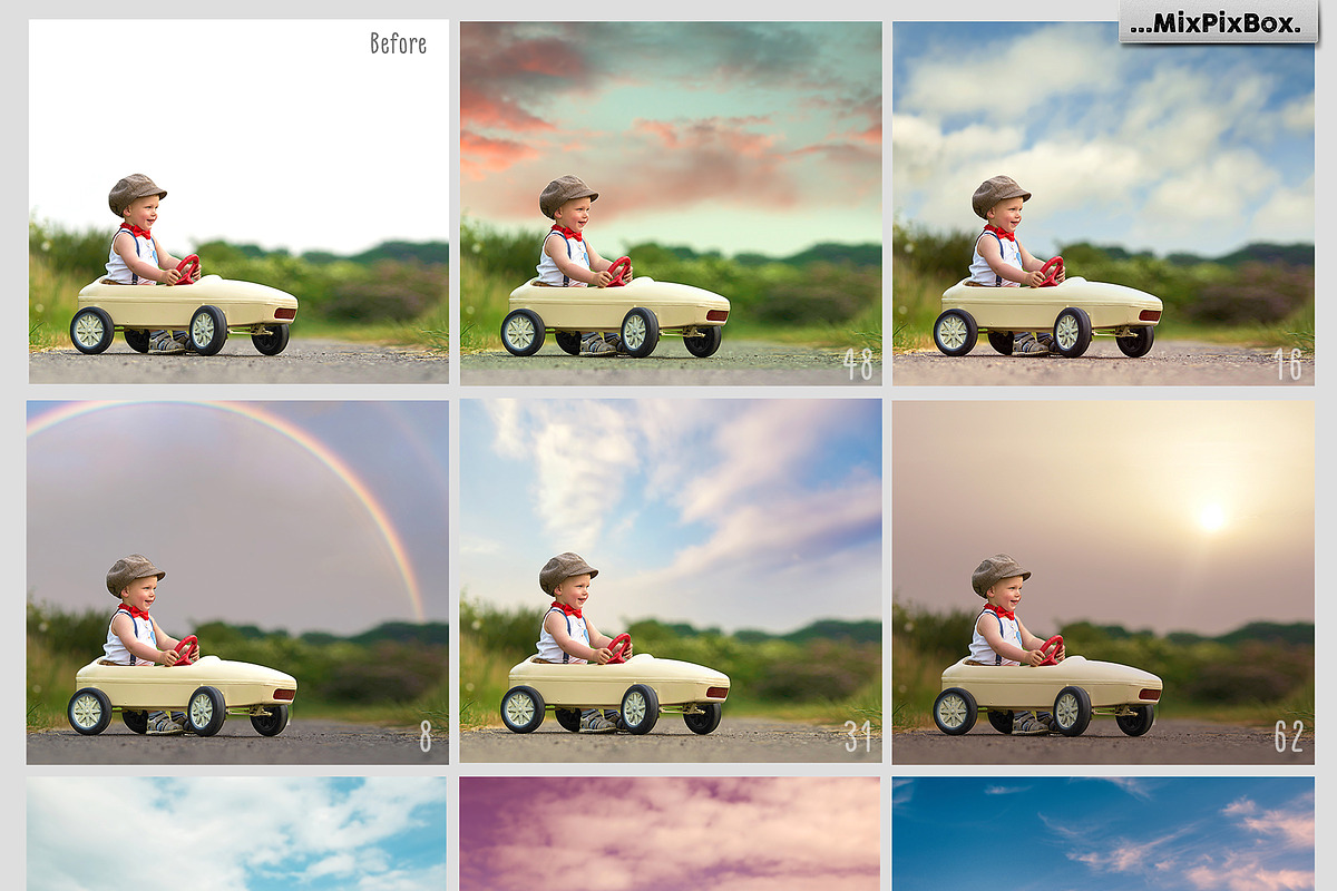 60 Dreamy Sky Photo Overlays, an Action Add-On by MixPixBox (Photo 3 of 7)