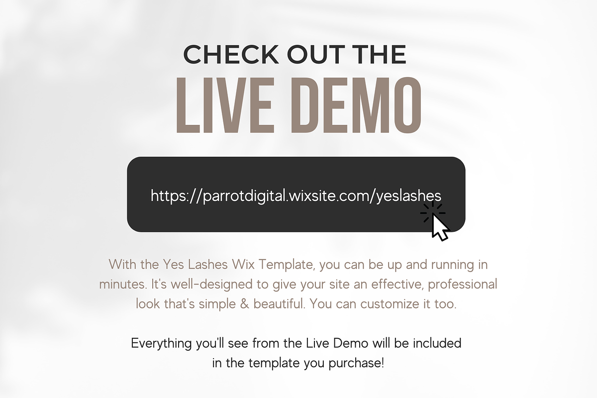 Elegant Lashes Website for Wix, a Landing Page Template by Parrot Designs (Photo 3 of 4)