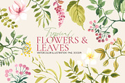 Tropical flowers watercolor clipart, a Decorative Illustration by Artberriez (Thumbnail 1 of 3)