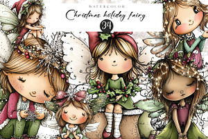 Christmas Holiday Fairy clipart, an Illustration by CreationArt