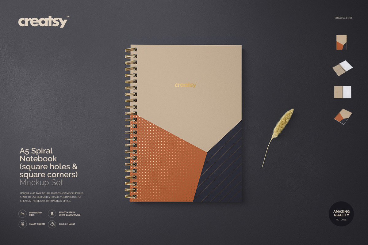 A5 Spiral Notebook Mockup Set, a Stationery Template by creatsy5 (Photo 1 of 12)