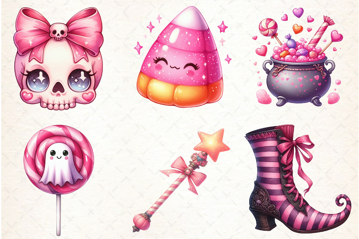 Pink Halloween Clipart. Cute Hallowe, an Illustration by Libby Wishes (Photo 5 of 6)
