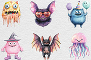 Cute Halloween Monsters Clipart, an Illustration by Black Bird Studio (Thumbnail 5 of 6)