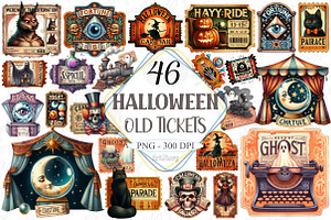 Halloween Old Tickets Clipart, a Graphic by designcity5