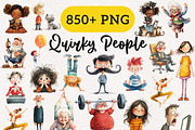 Whimsical People Clipart Bundle, a Person Illustration by PaintPixelCo (Thumbnail 1 of 15)
