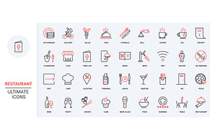 Restaurant cafe bar cafeteria icons, a Food Illustration by Lemberg Vector