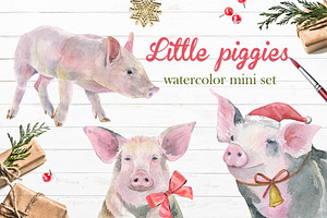 Little Piggies. Watercolor mini set