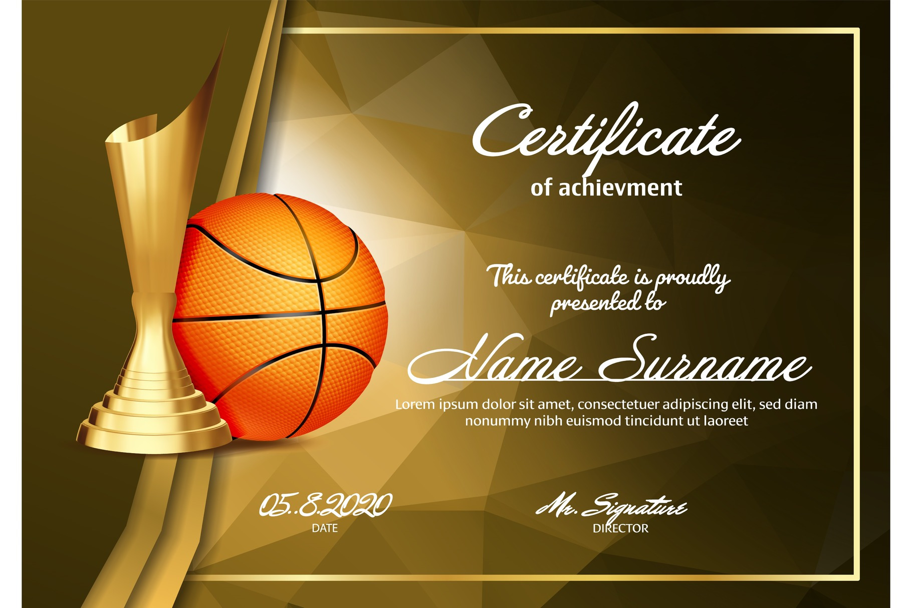 Basketball Certificate Diploma With, an Illustration by pikepicture