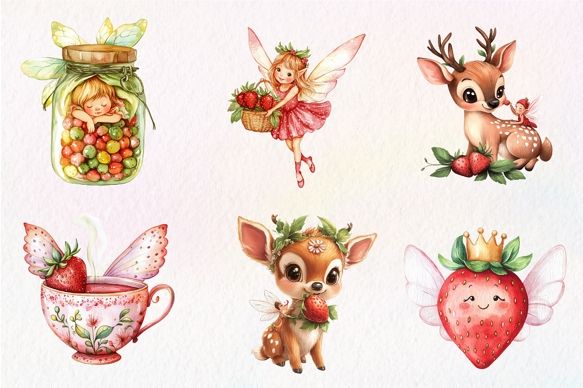 Spring Strawberry Fairy Garden, an Illustration by CreationArt (Photo 9 of 9)