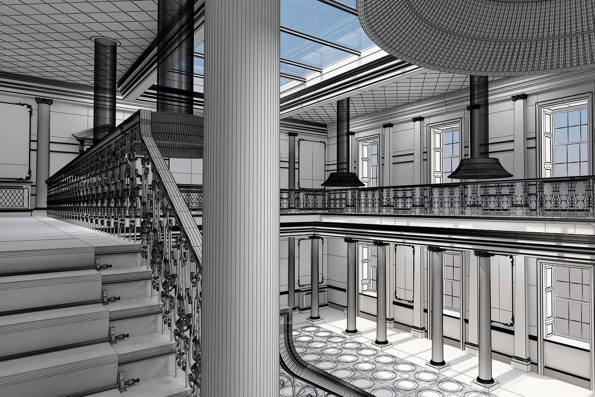 3Dmodel Grand Hall Lobby Staircase 2, an Architecture 3D Model by Giimann (Photo 12 of 16)