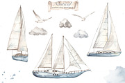 Nautical watercolor collection, a Transportation Illustration by Marina Ermakova (Thumbnail 2 of 13)